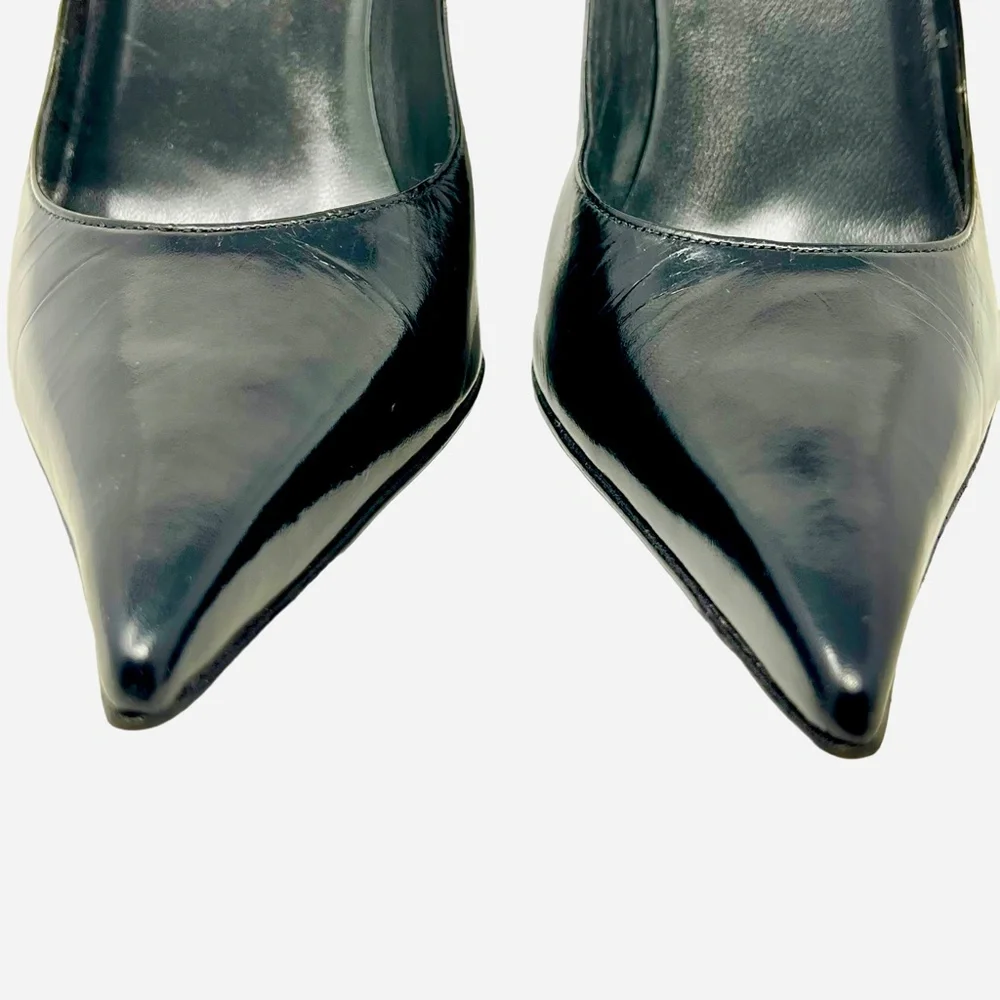 Stuart Weitzman women's black leather point toe pumps size 8 wide - Picture 3 of 16